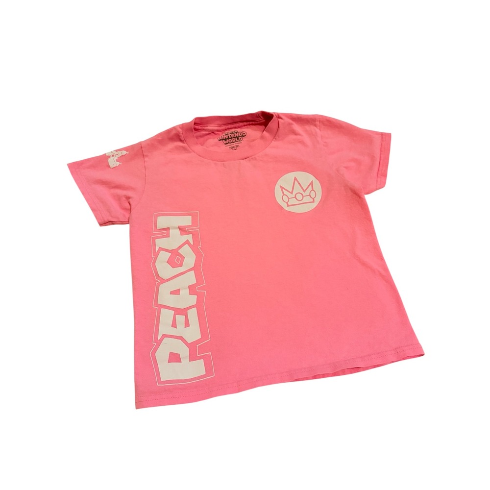 Super Nintendo World Princess Peach Youth XS T-Shirt Pink White